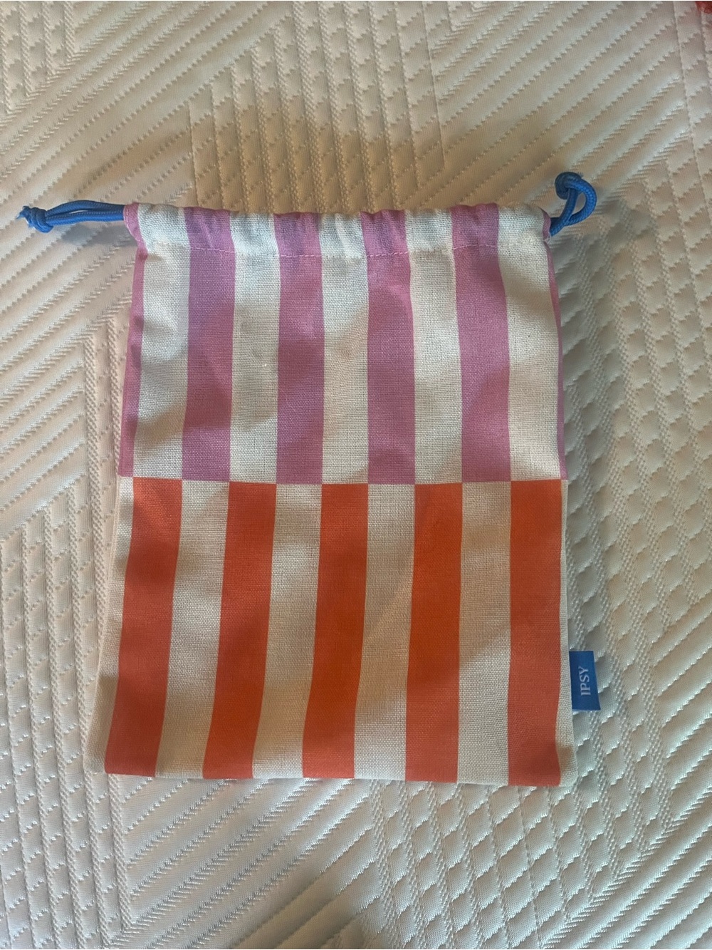 NEW IPSY July 2026 Bag Limited Edition Cabana Stripe Pink Orange Drawstring